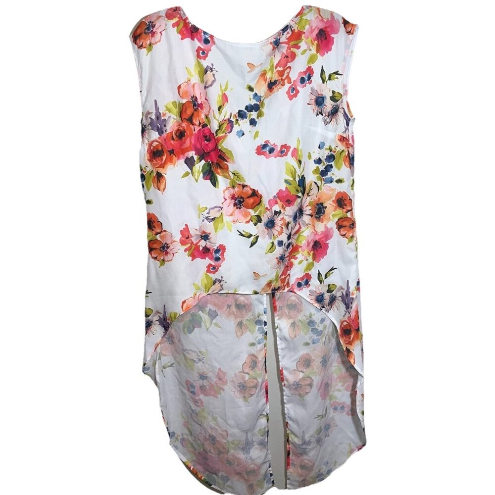 Nwt New York & Co Blouse Floral Split Back Fabric Unique Sleeveless  Sz M